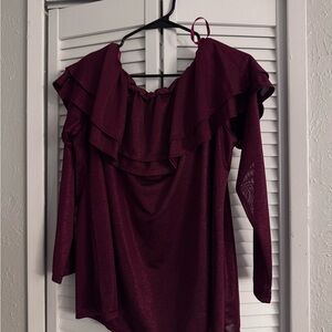 Elegant Burgundy Off-Shoulder Women's Top